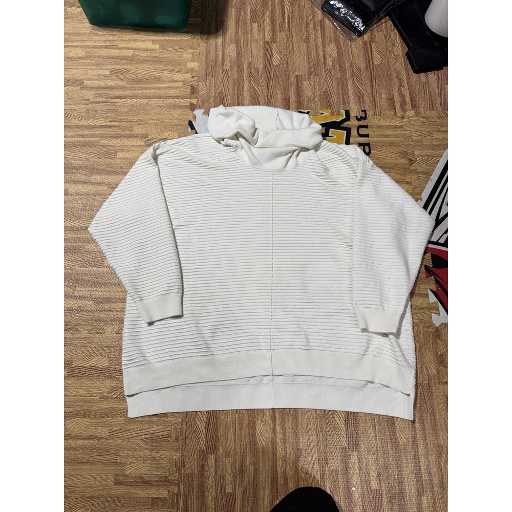 Calvin Klein Women's Ribbed Turtleneck Long sleeve Cream 2X‎